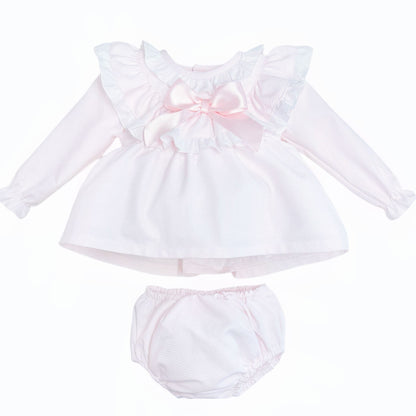 *SALE* Baby Girl Pink Waffle Frilly Dress with Pants "MYDC2479"