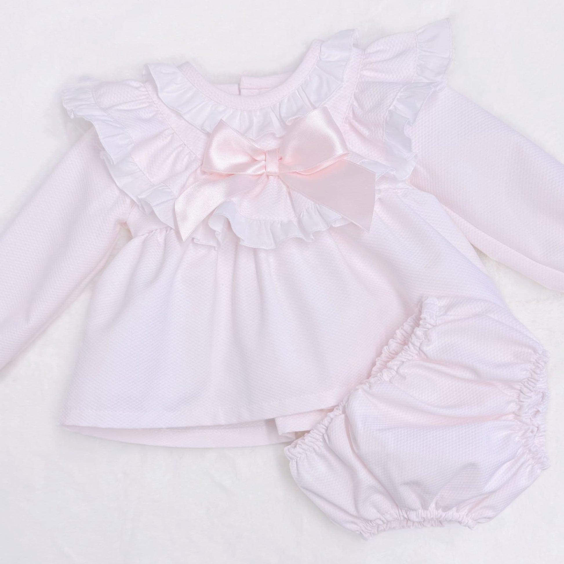*SALE* Baby Girl Pink Waffle Frilly Dress with Pants "MYDC2479"
