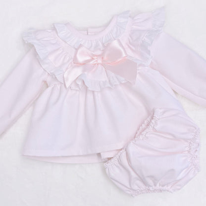 *SALE* Baby Girl Pink Waffle Frilly Dress with Pants "MYDC2479"