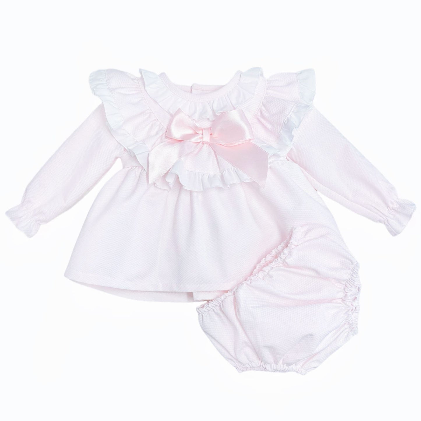 *SALE* Baby Girl Pink Waffle Frilly Dress with Pants "MYDC2479"
