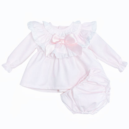 *SALE* Baby Girl Pink Waffle Frilly Dress with Pants "MYDC2479"
