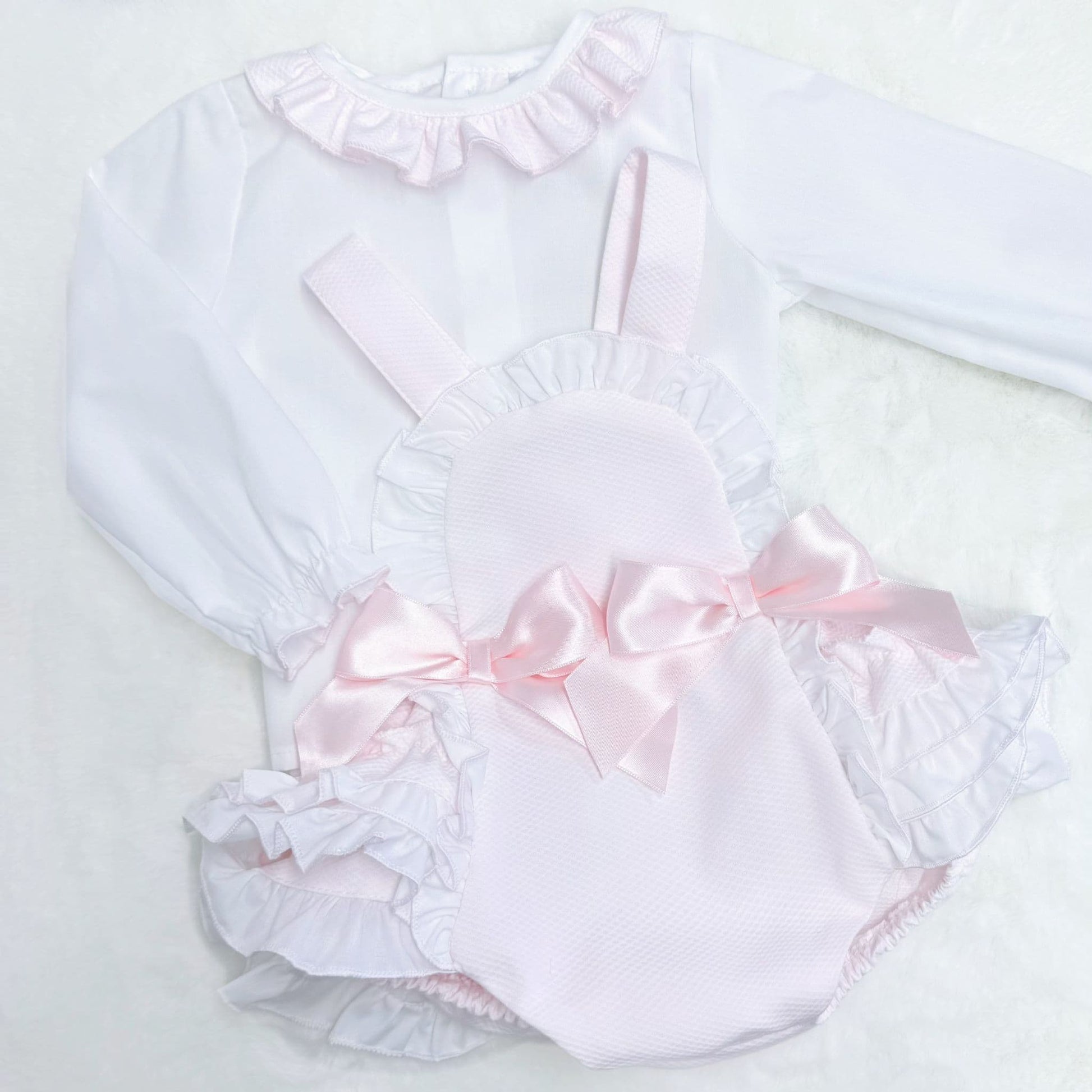 *SALE* Baby Girl Pink Waffle Frilly Romper with Shirt "MYDC2480"