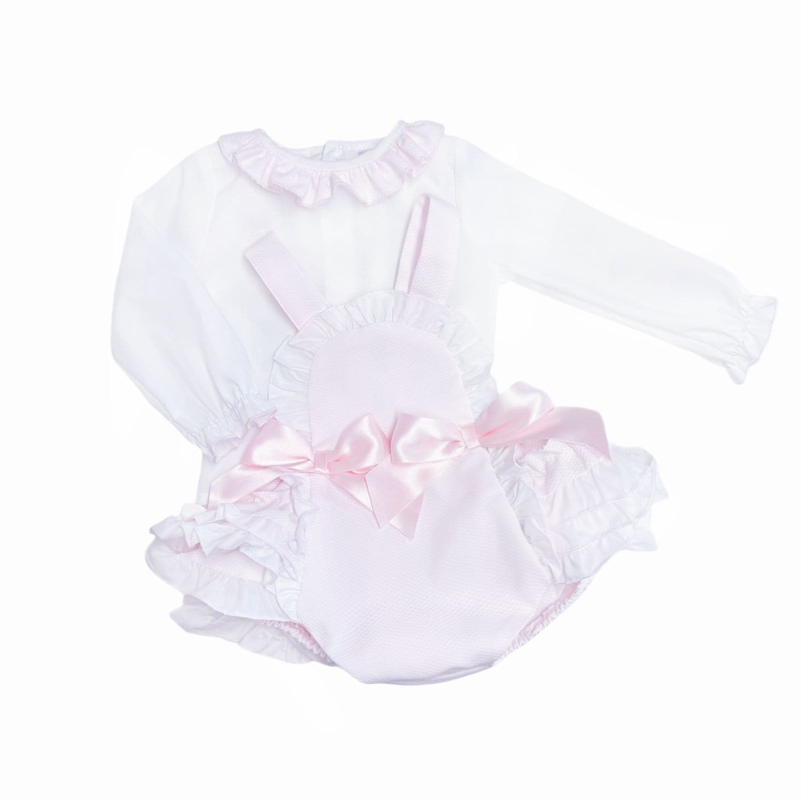 *SALE* Baby Girl Pink Waffle Frilly Romper with Shirt "MYDC2480"
