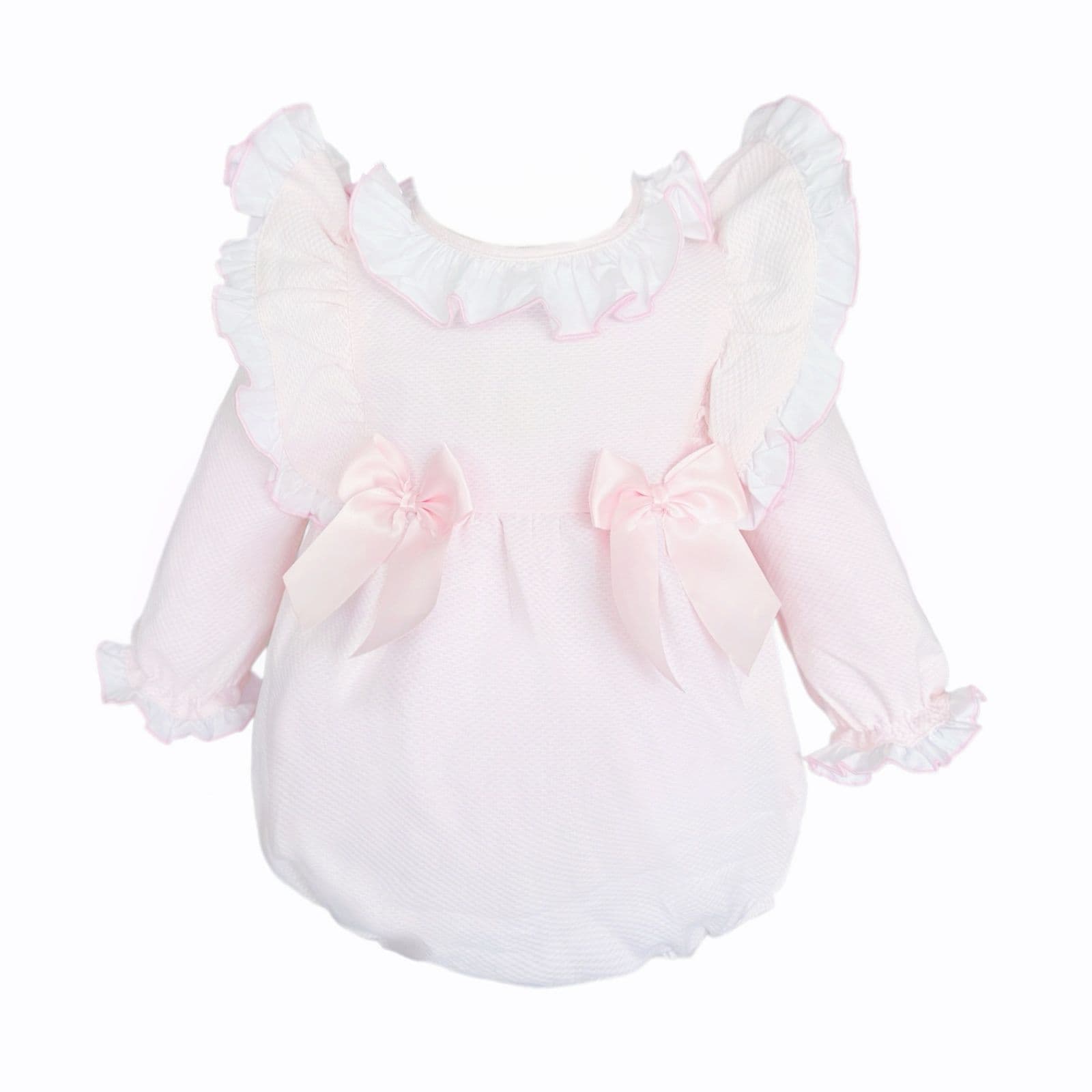 *SALE* Baby Girl Pink Waffle Frilly Shoulder Romper "2533"