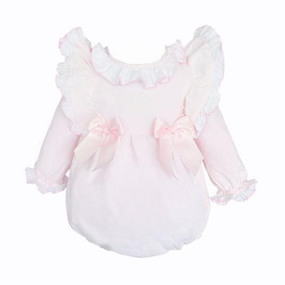 *SALE* Baby Girl Pink Waffle Frilly Shoulder Romper "2533"