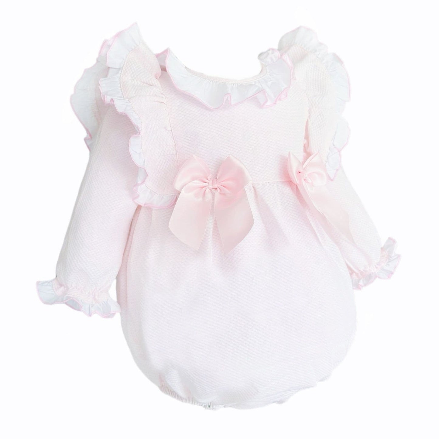 *SALE* Baby Girl Pink Waffle Frilly Shoulder Romper "2533"