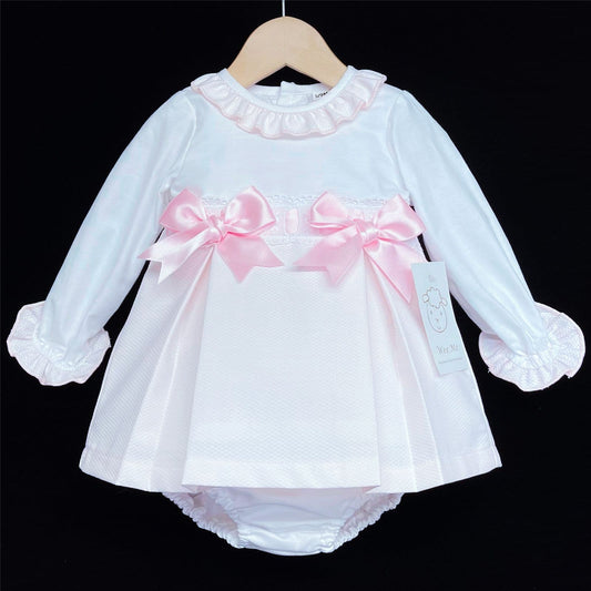 *SALE* Baby Girl Pink Waffle Princess Dress with Pants "MYD207"