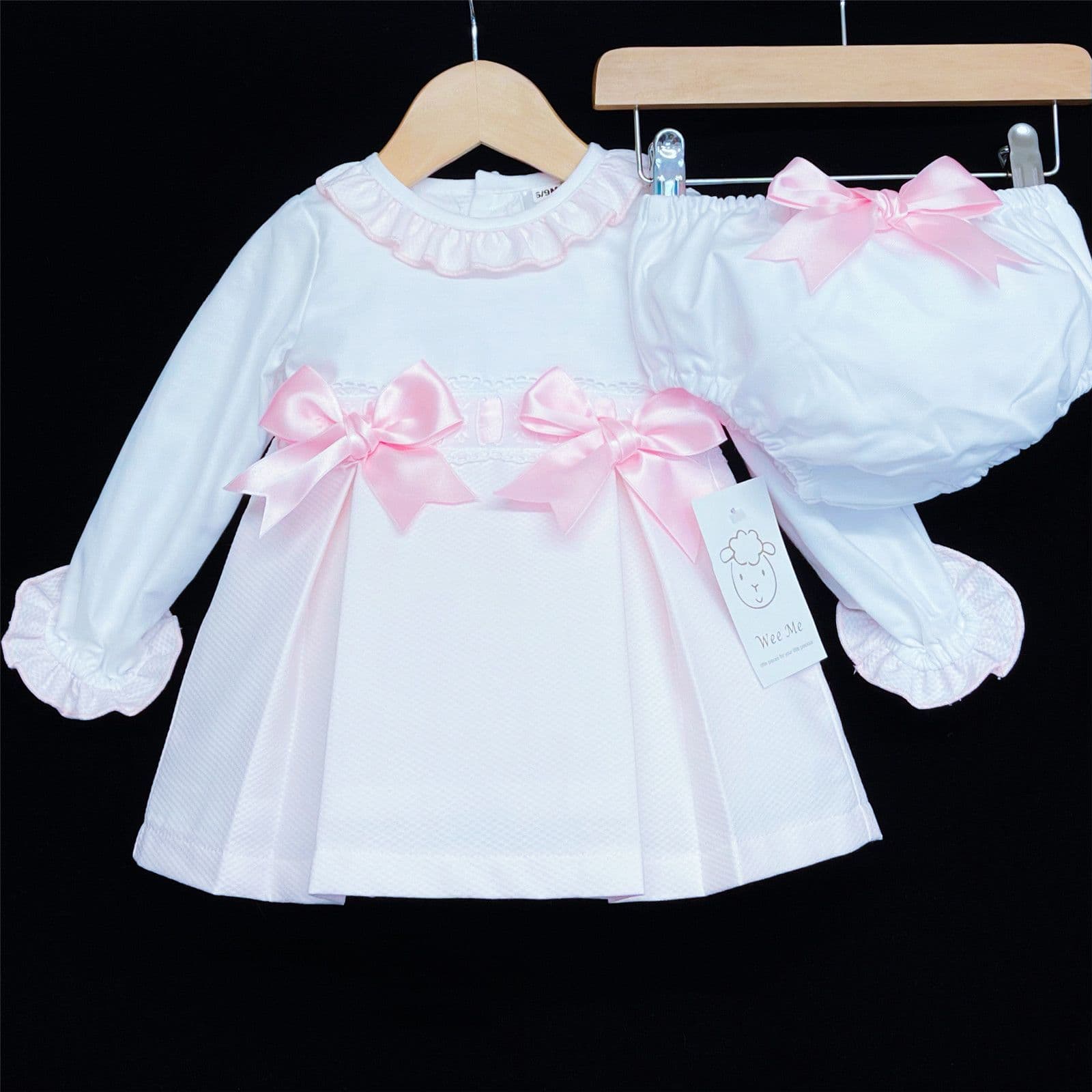 *SALE* Baby Girl Pink Waffle Princess Dress with Pants "MYD207"