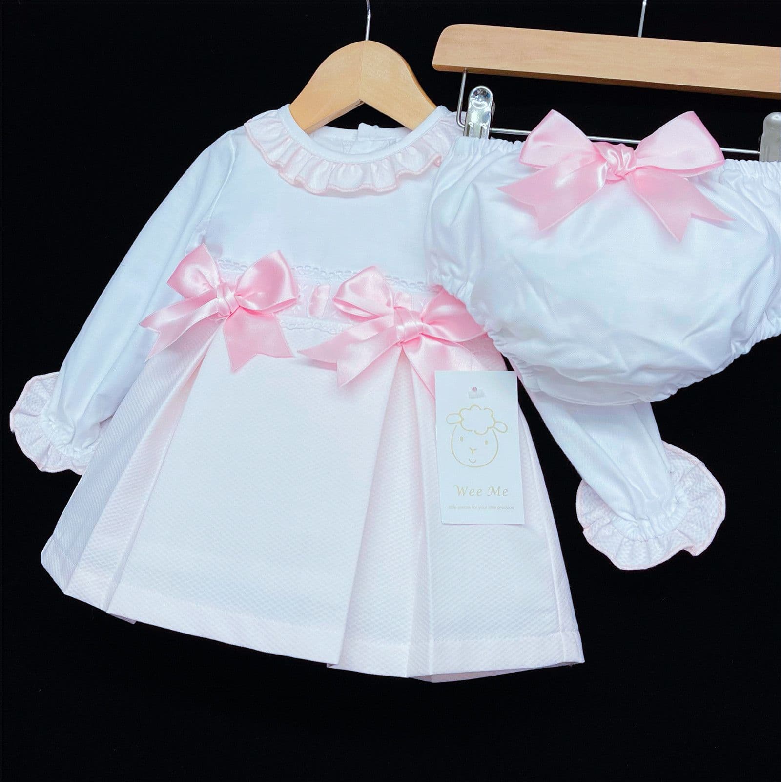*SALE* Baby Girl Pink Waffle Princess Dress with Pants "MYD207"