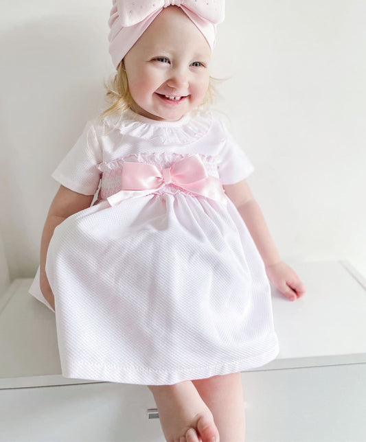 *SALE* Baby Girl Pink Waffle Puff Ball Dress with Pants "MYD2334"