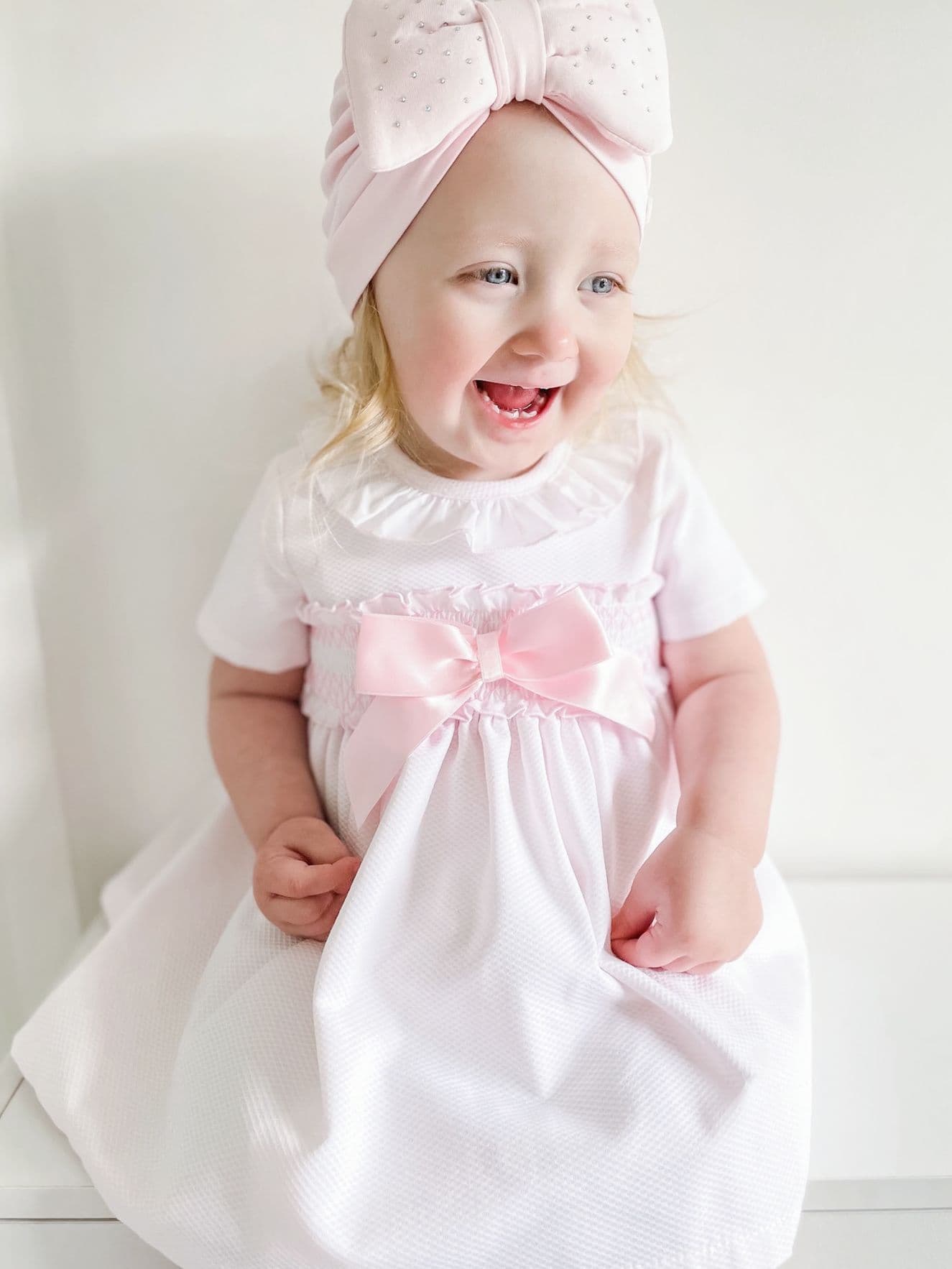 *SALE* Baby Girl Pink Waffle Puff Ball Dress with Pants "MYD2334"