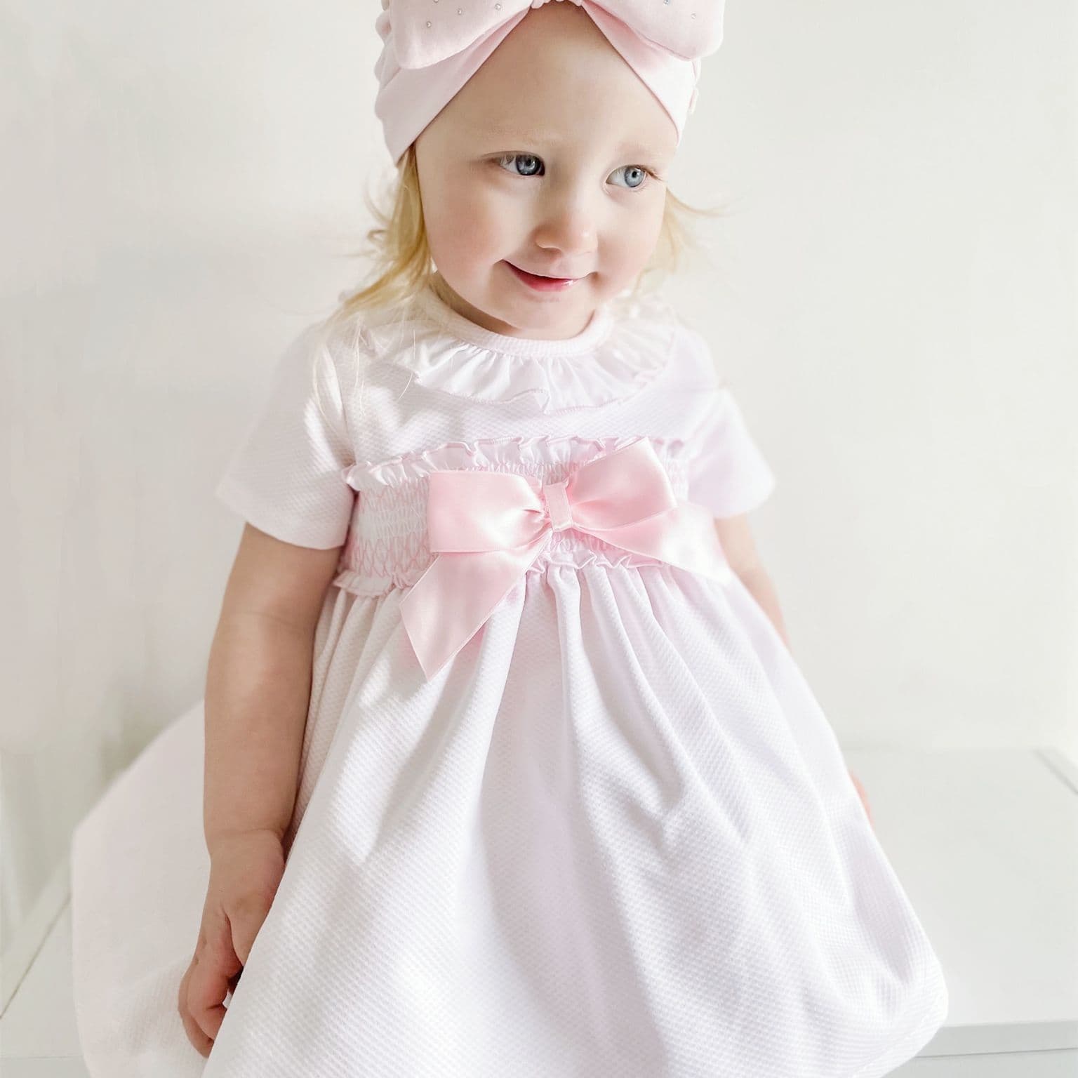 *SALE* Baby Girl Pink Waffle Puff Ball Dress with Pants "MYD2334"
