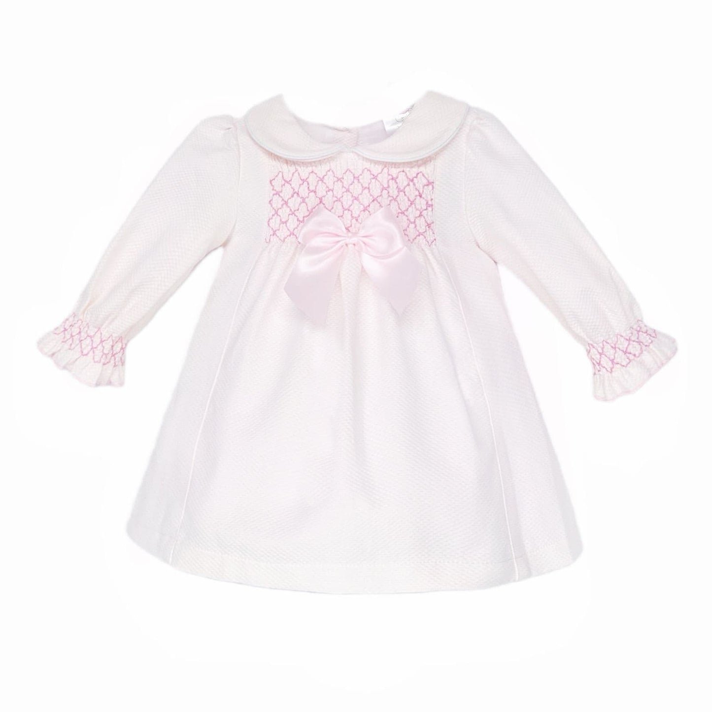 SALE" Baby Girl Pink Waffle Smocked Puff Dress "2536