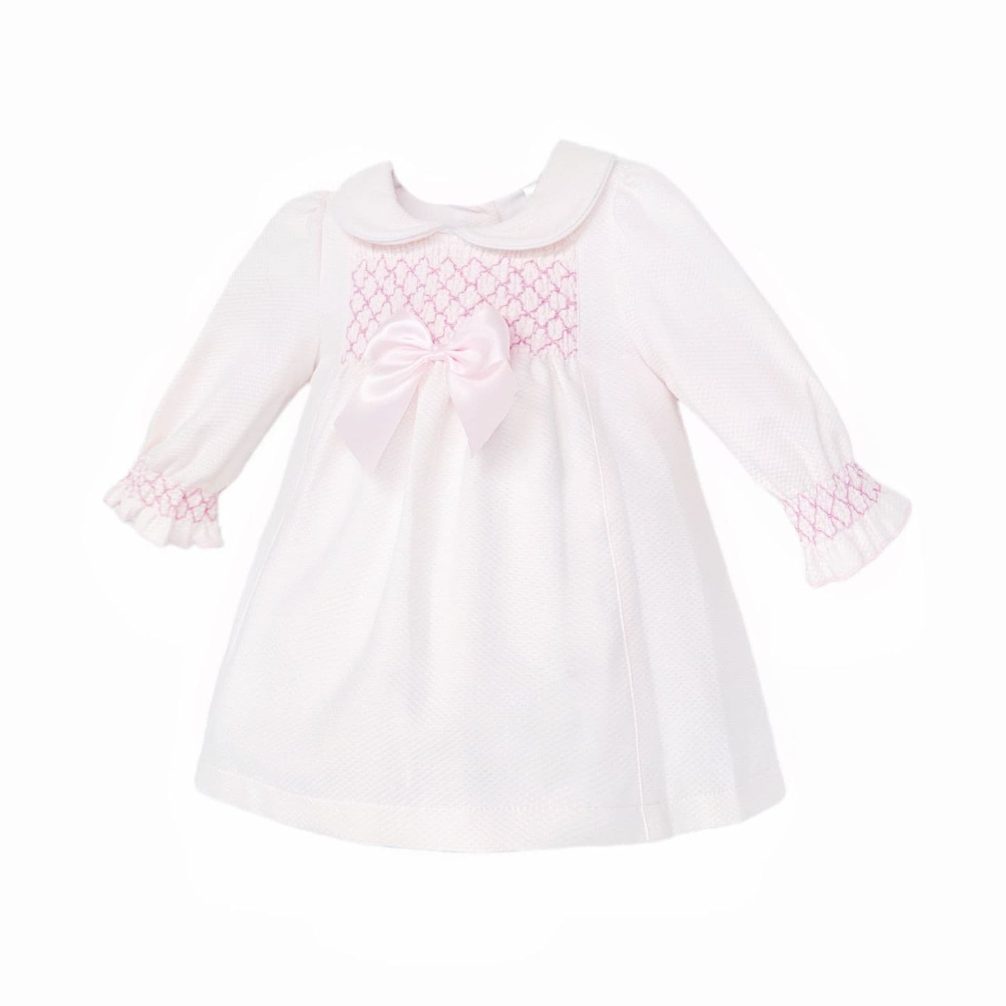 SALE" Baby Girl Pink Waffle Smocked Puff Dress "2536