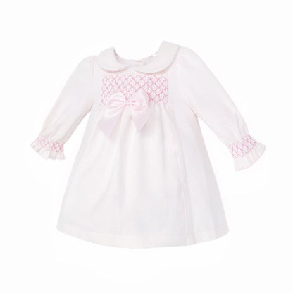 SALE" Baby Girl Pink Waffle Smocked Puff Dress "2536