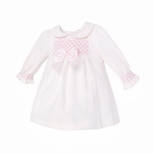 SALE" Baby Girl Pink Waffle Smocked Puff Dress "2536
