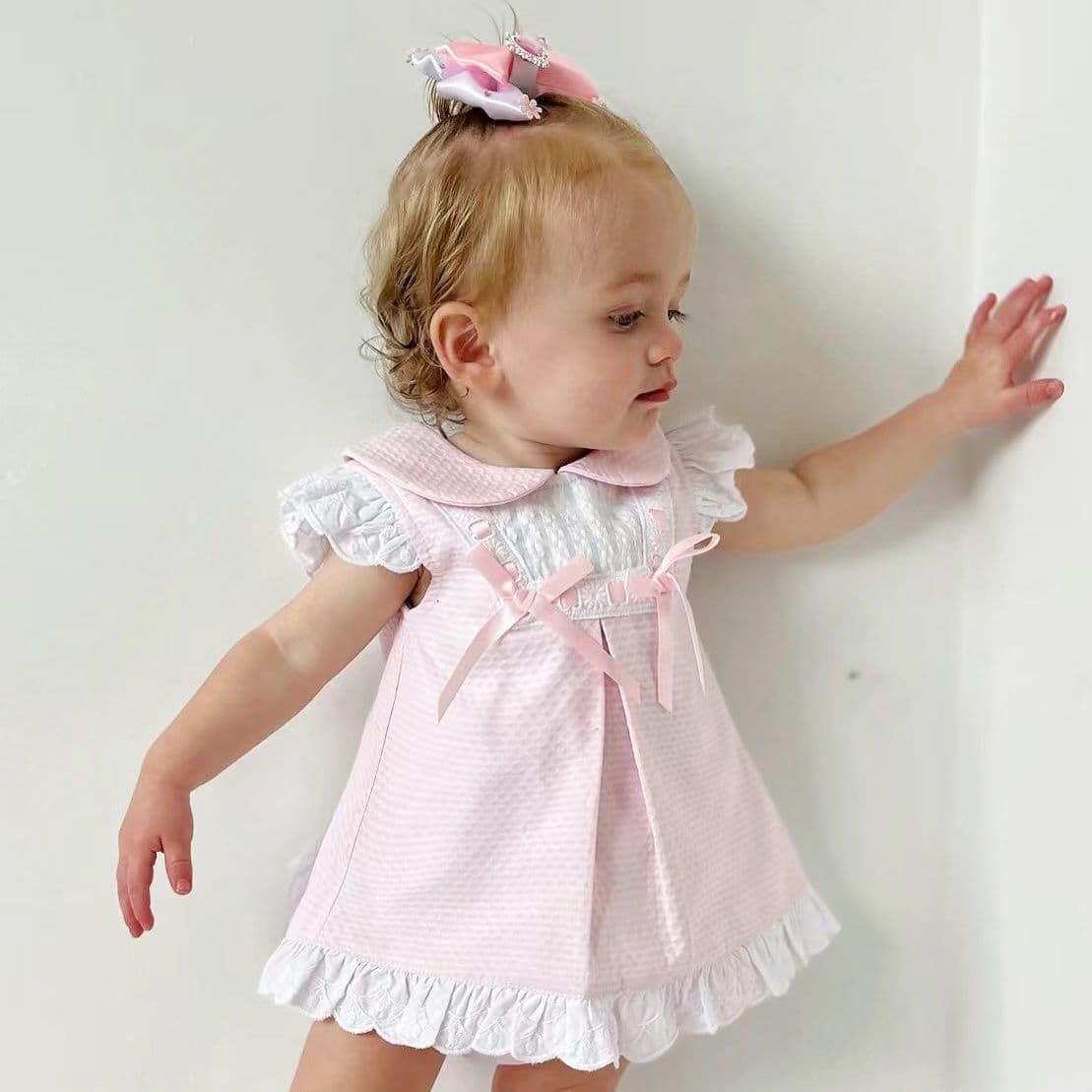 *SALE* Baby Girl Pink Waffle Sun Dress with Pants "2408"