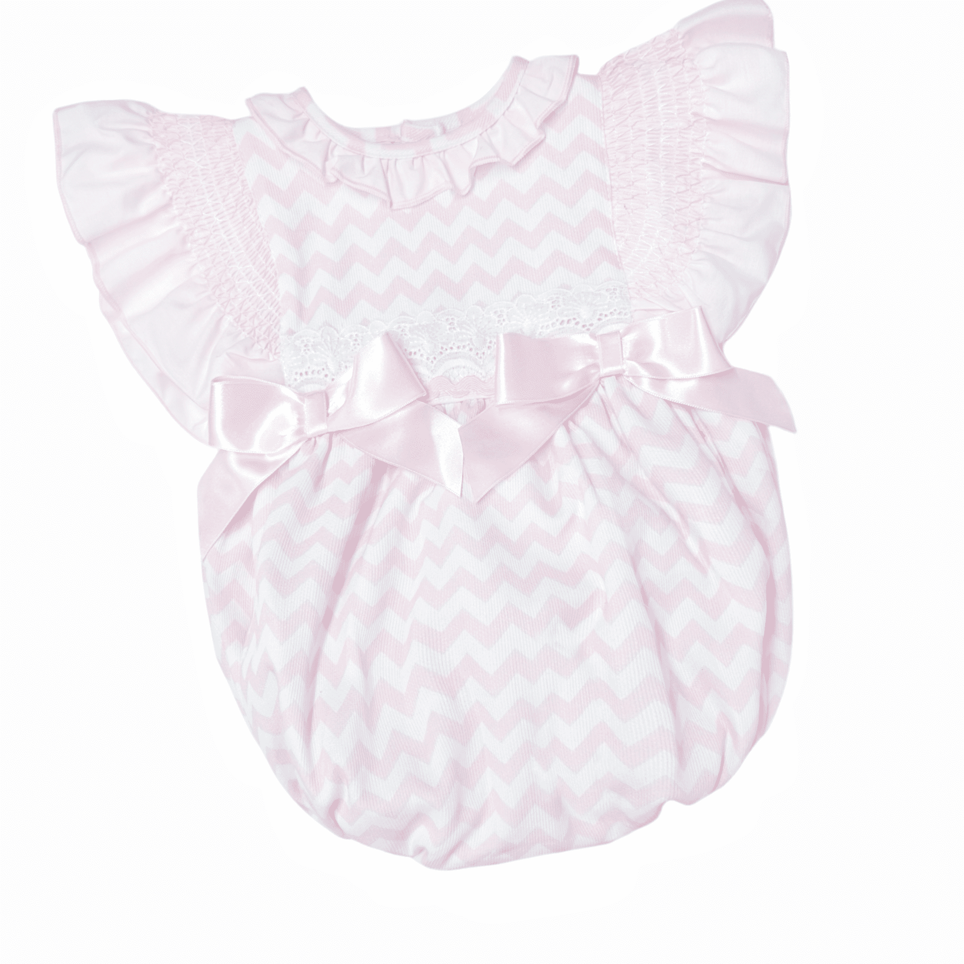 *SALE* Baby Girl Pink ZigZag Frilly Shoulder Romper "MYD2240Z"
