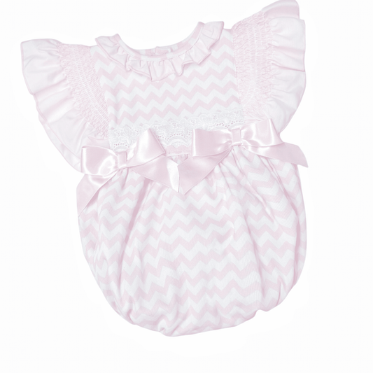 *SALE* Baby Girl Pink ZigZag Frilly Shoulder Romper "MYD2240Z"