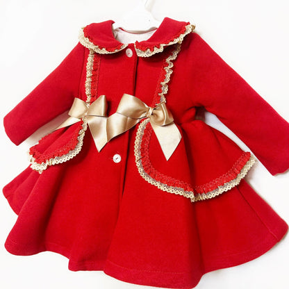 *SALE* Baby Girl Puff Ball Wool Coat with Camel Bows "MYD885C"