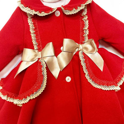 *SALE* Baby Girl Puff Ball Wool Coat with Camel Bows "MYD885C"