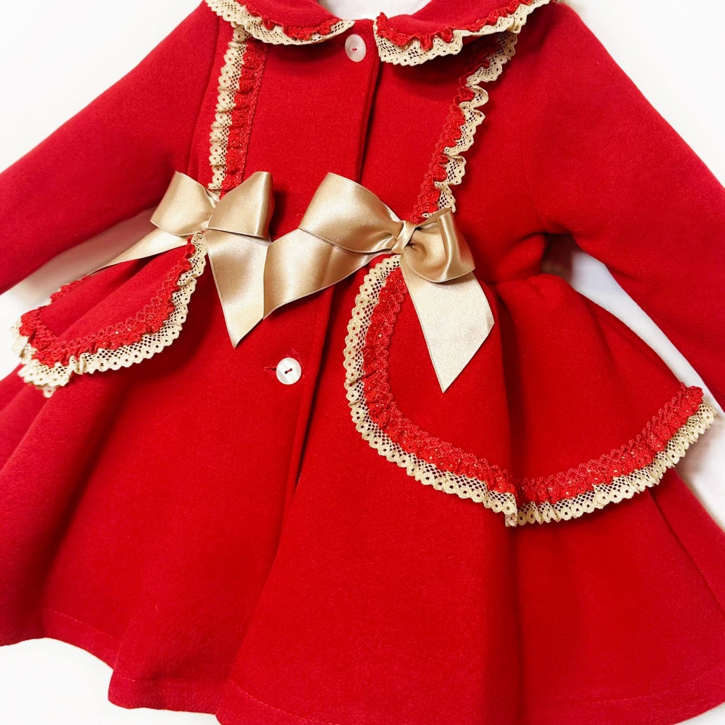 *SALE* Baby Girl Puff Ball Wool Coat with Camel Bows "MYD885C"