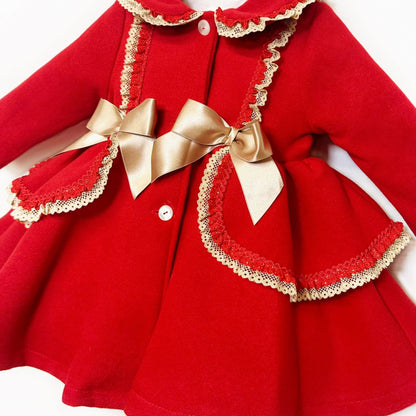 *SALE* Baby Girl Puff Ball Wool Coat with Camel Bows "MYD885C"