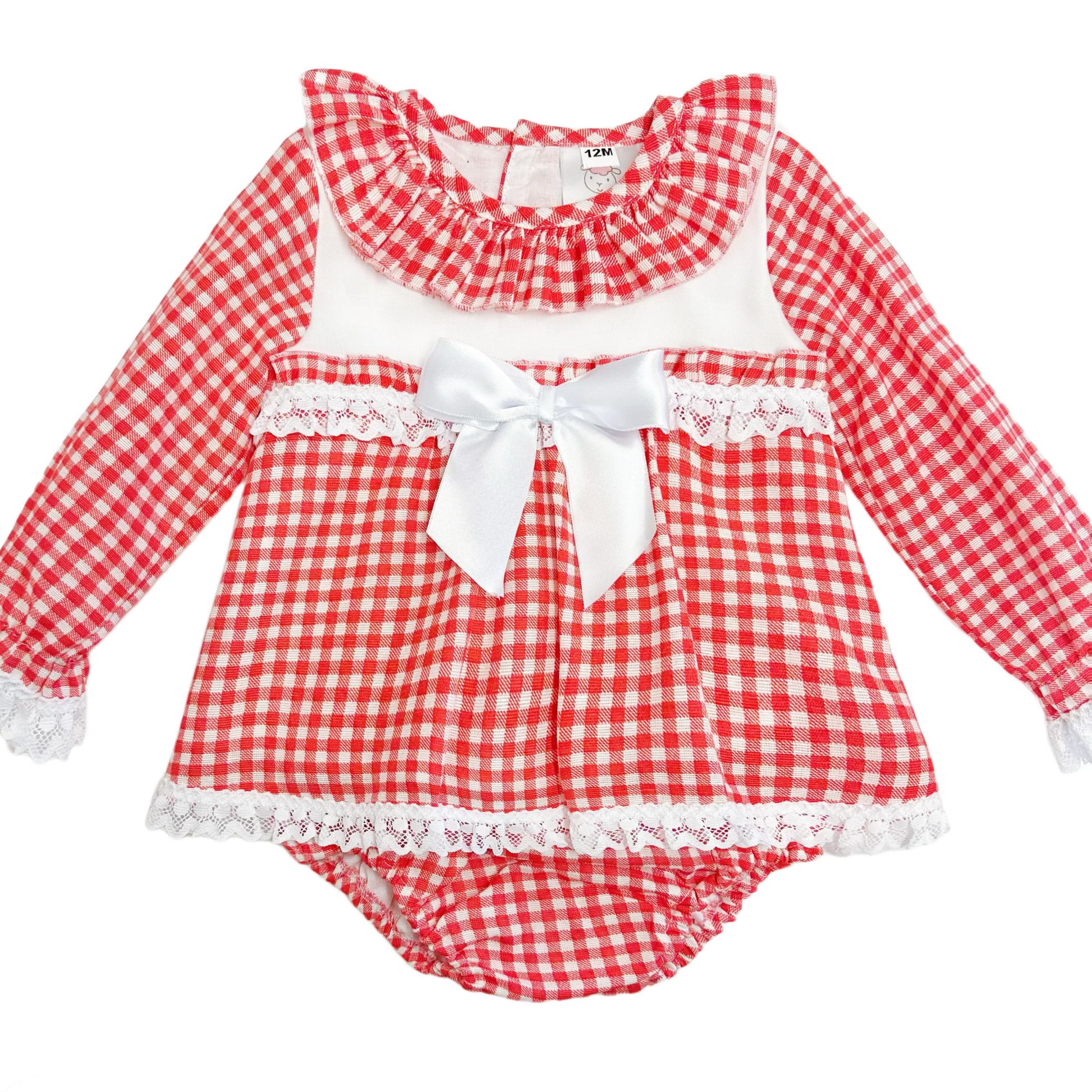 *SALE* Baby Girl Red Checked Dress with Pants "MYD820"