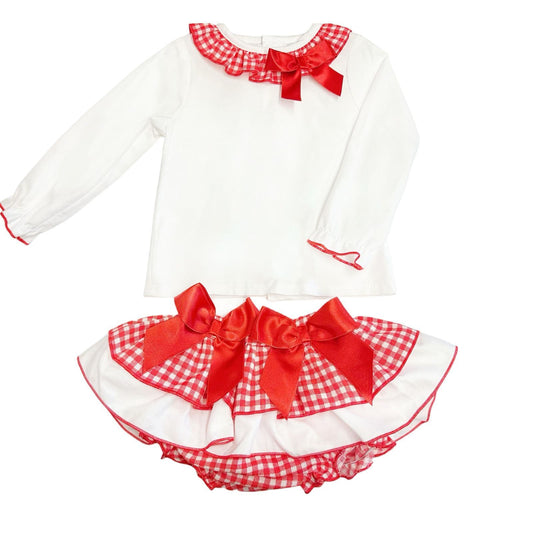 *SALE* Baby Girl Red Checked Frilly Skirt with Top "MYD823"