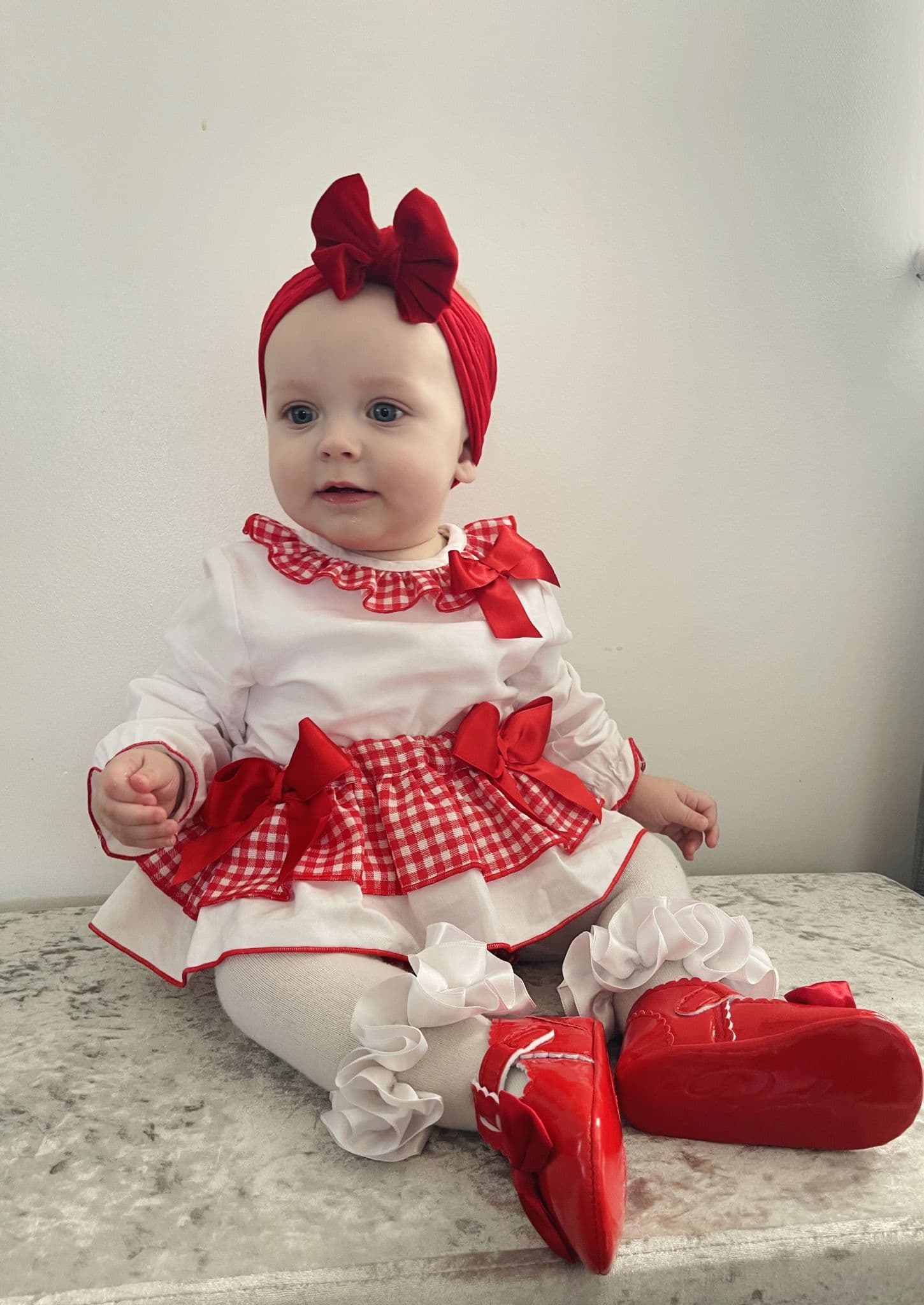 *SALE* Baby Girl Red Checked Frilly Skirt with Top "MYD823"