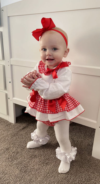 *SALE* Baby Girl Red Checked Frilly Skirt with Top "MYD823"