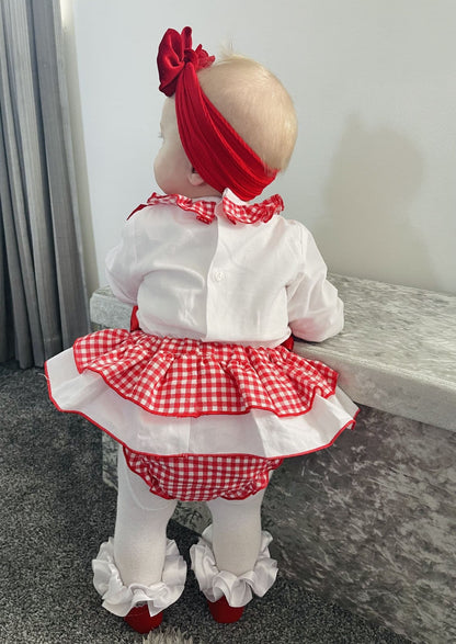 *SALE* Baby Girl Red Checked Frilly Skirt with Top "MYD823"