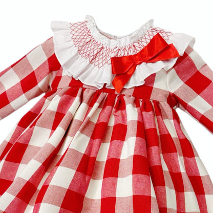 *SALE* Baby Girl Red Checked Puff Dress with Pants "MYDB2467R"