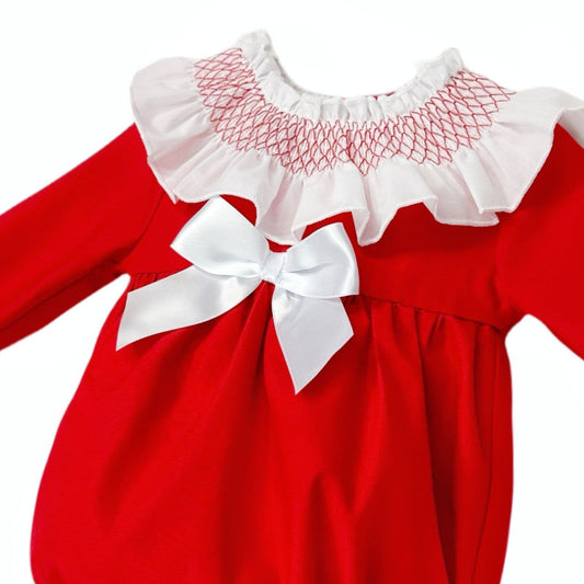 *SALE* Baby Girl Red Cotton Big Collar Romper "MYDB2495"