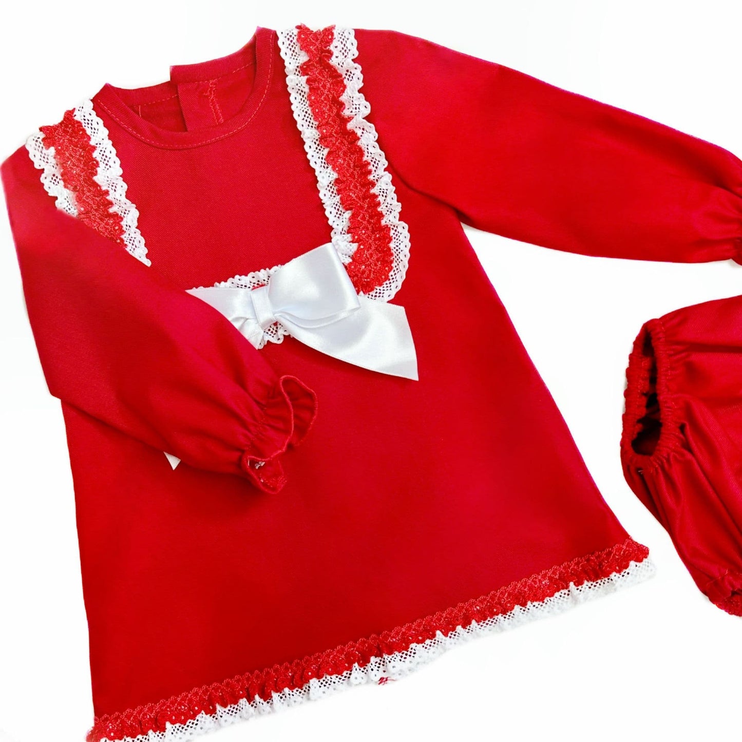 *SALE* Baby Girl Red Cotton Dress with Pants "MYD2374"