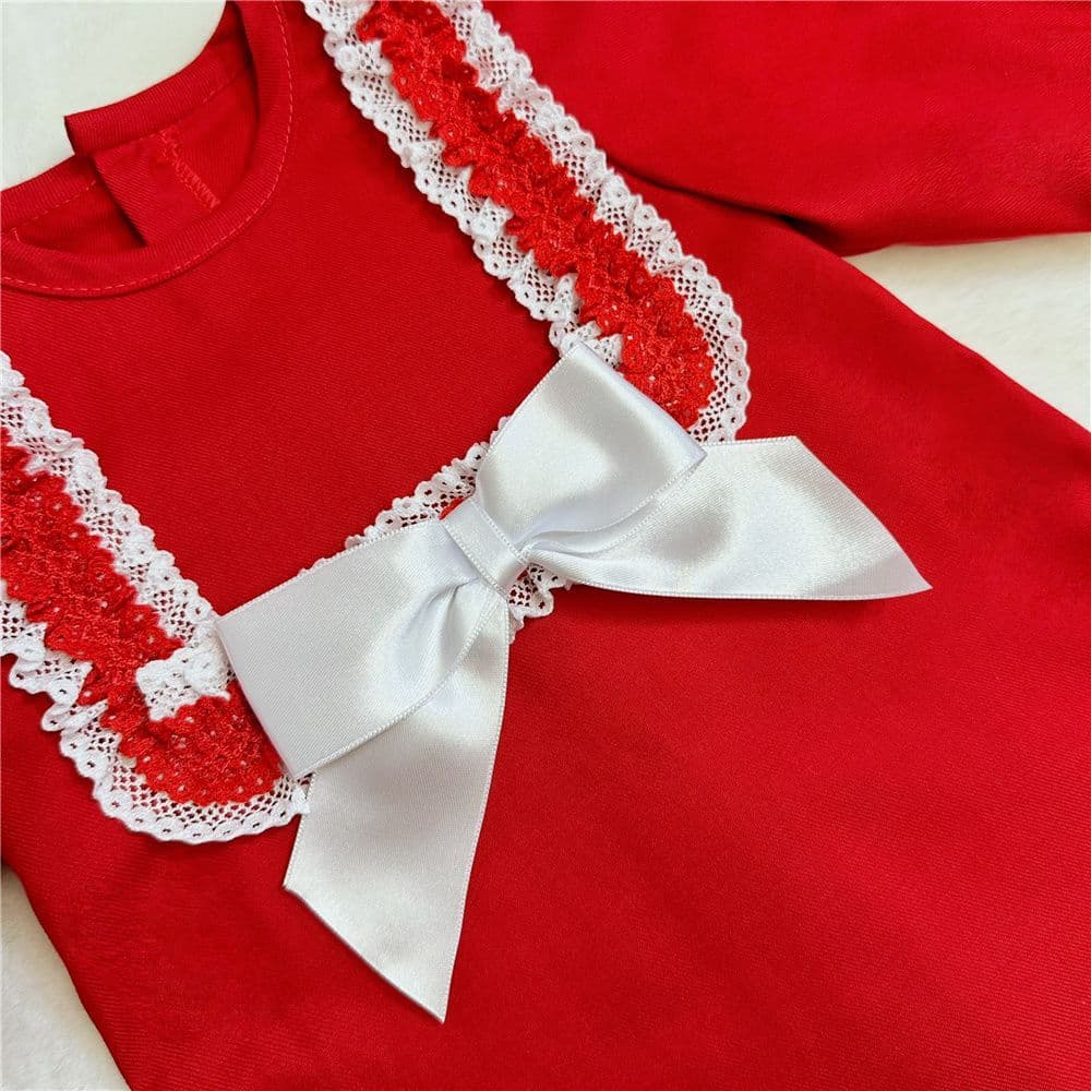 *SALE* Baby Girl Red Cotton Dress with Pants "MYD2374"
