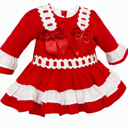 *SALE* Baby Girl Red Dress with Satin Bows "1819"