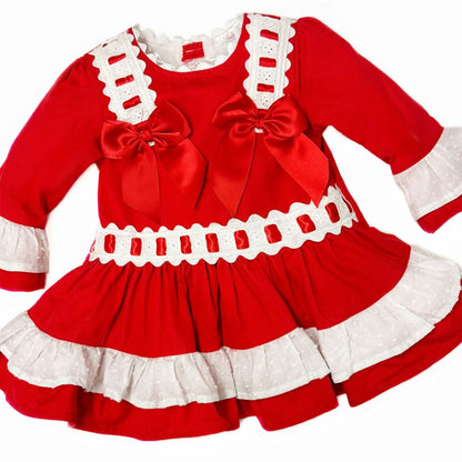 *SALE* Baby Girl Red Dress with Satin Bows "1819"