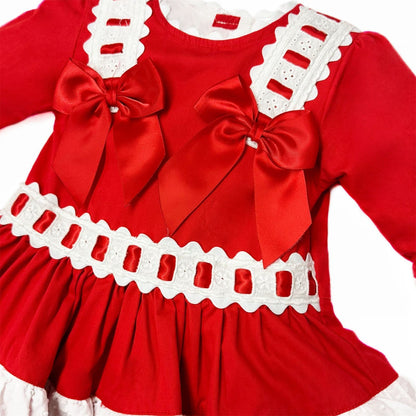 *SALE* Baby Girl Red Dress with Satin Bows "1819"