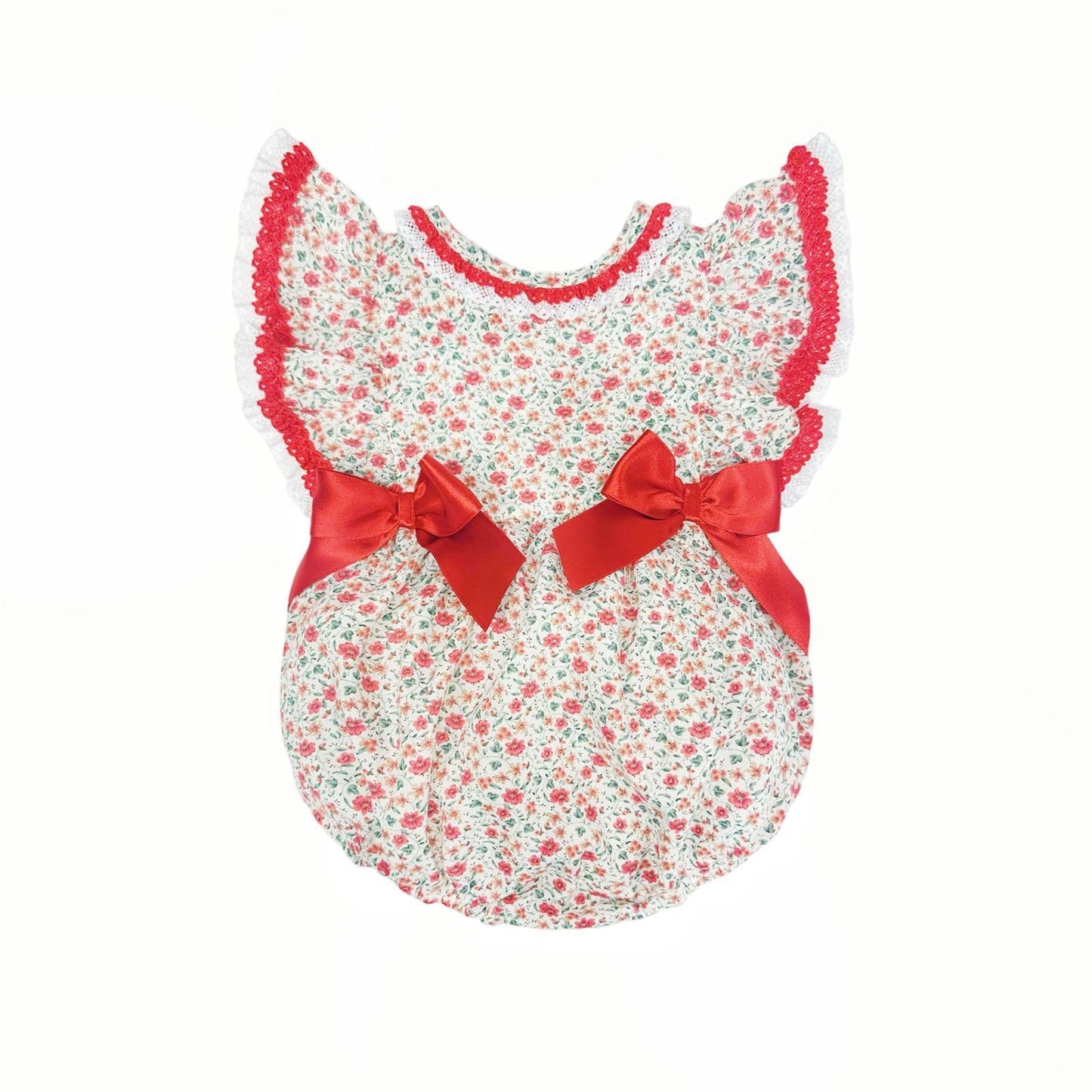 *SALE* Baby Girl Red Floral Frilly Shoulder Romper "MYD2471"
