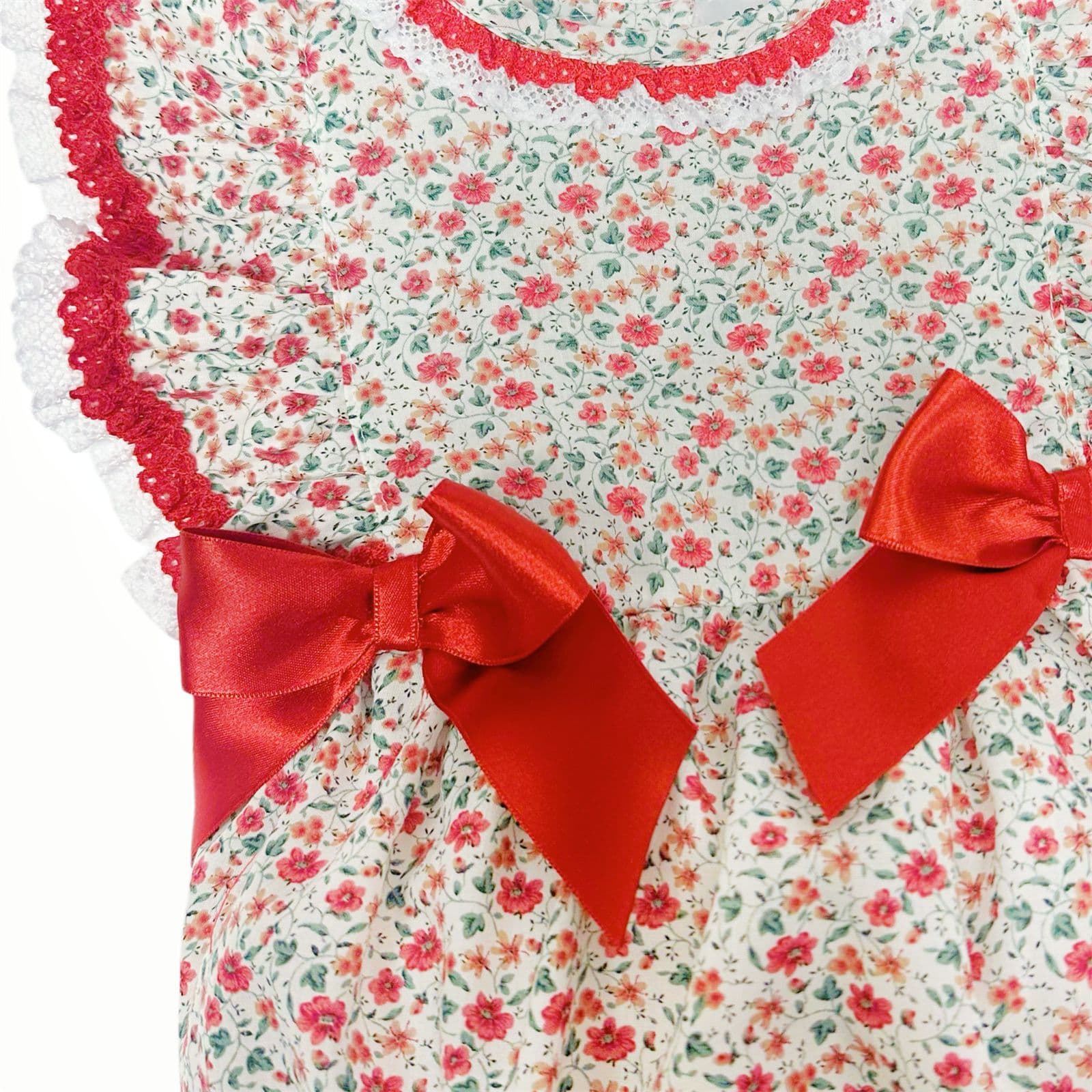*SALE* Baby Girl Red Floral Frilly Shoulder Romper "MYD2471"
