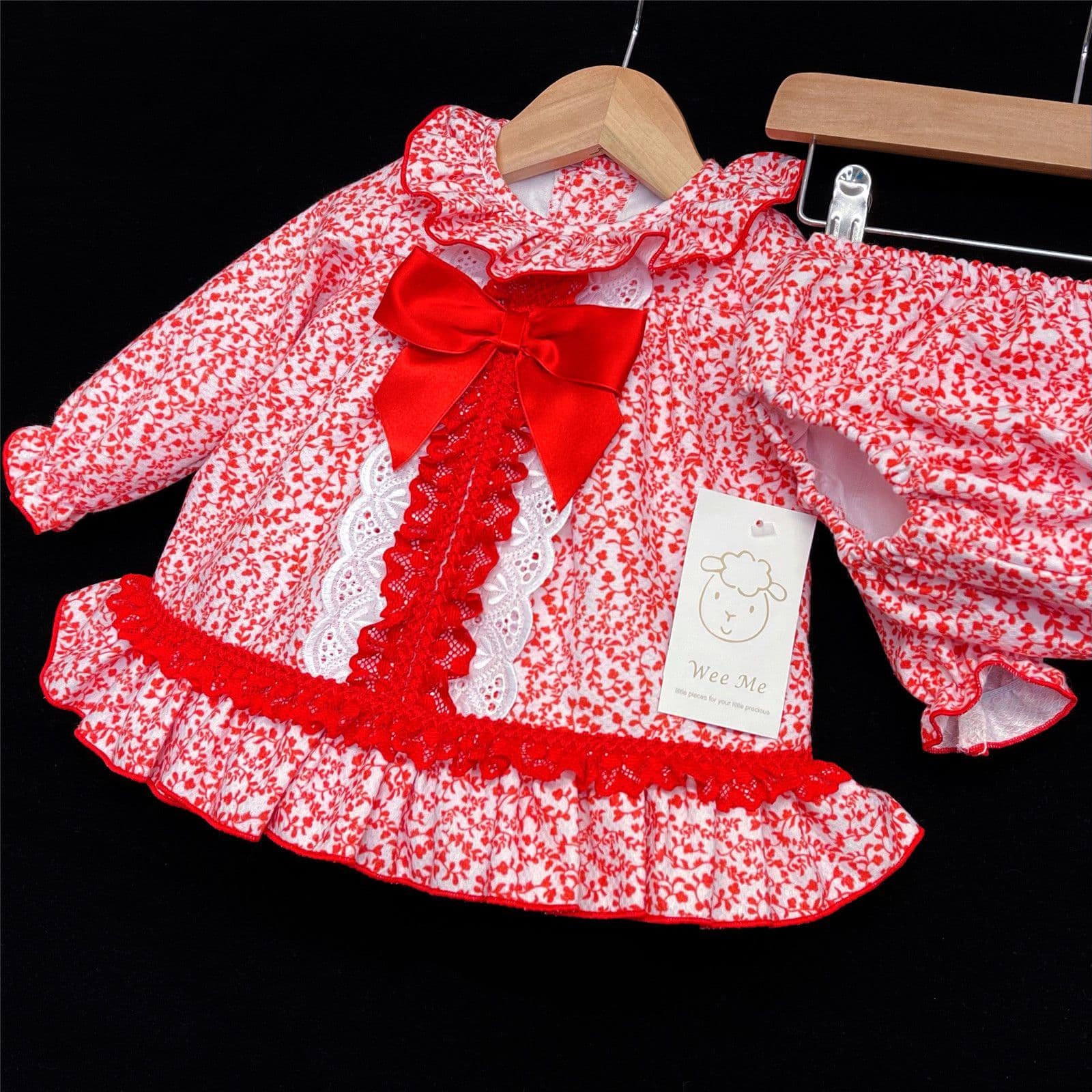*SALE* Baby Girl Red Floral Waffle Dress with Pants "MYD501 R"