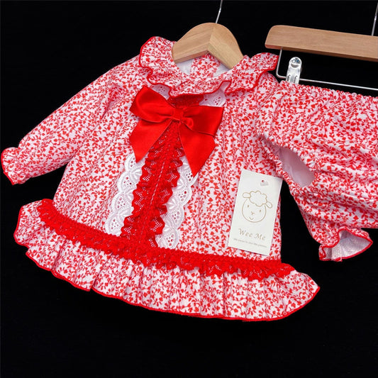 *SALE* Baby Girl Red Floral Waffle Dress with Pants "MYD501 R"