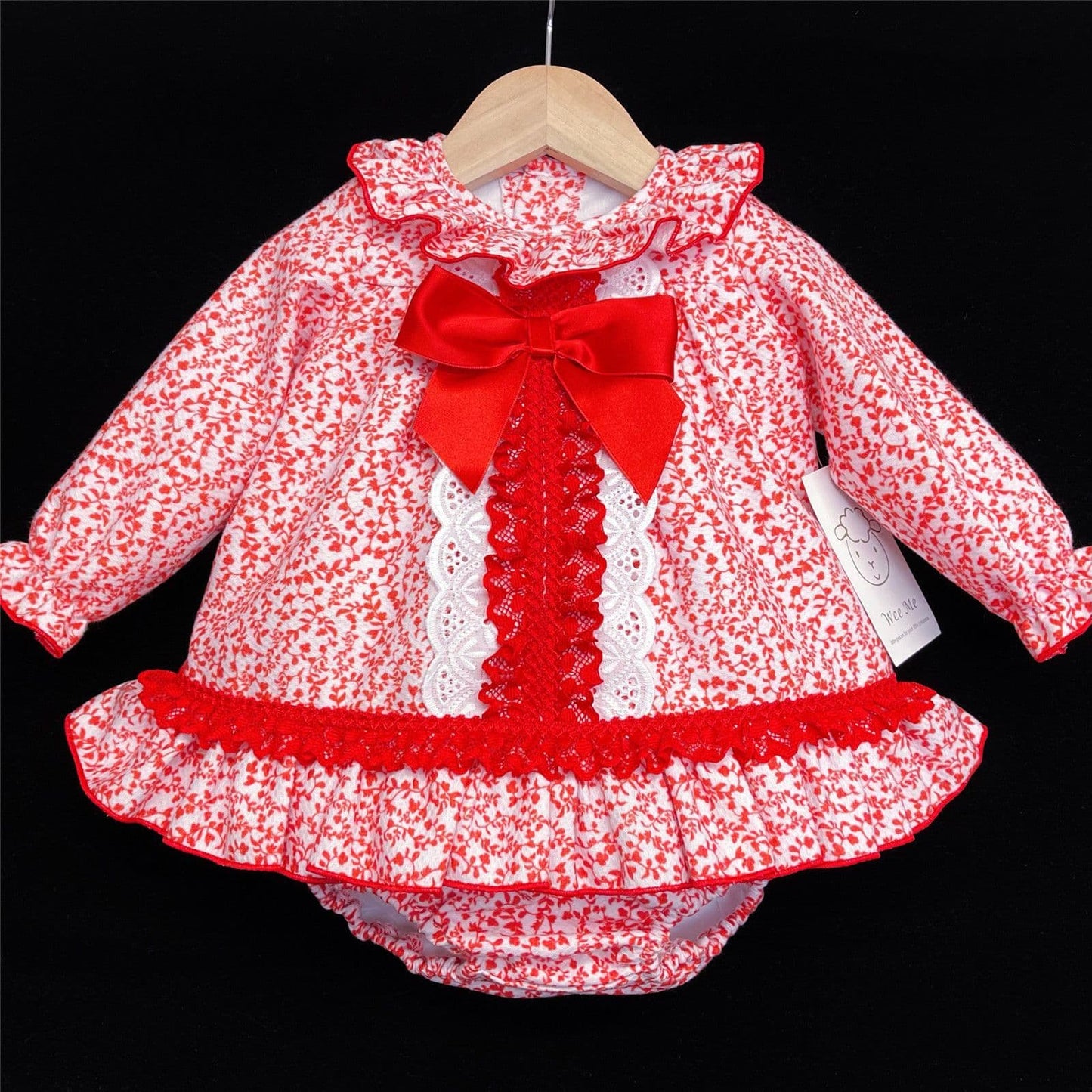*SALE* Baby Girl Red Floral Waffle Dress with Pants "MYD501 R"
