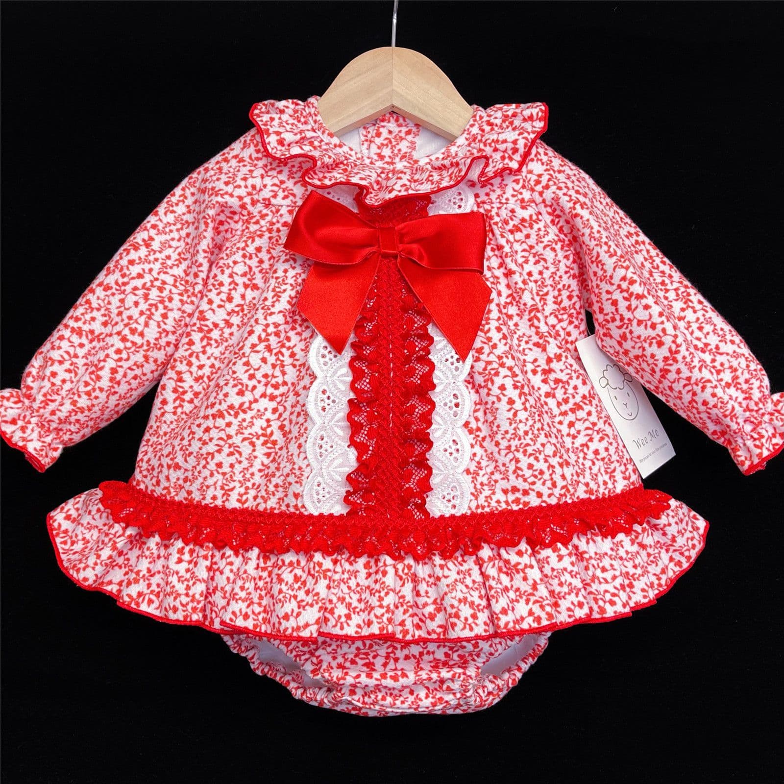 *SALE* Baby Girl Red Floral Waffle Dress with Pants "MYD501 R"