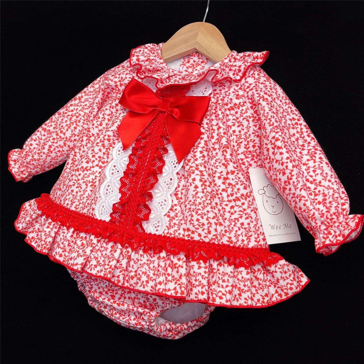 *SALE* Baby Girl Red Floral Waffle Dress with Pants "MYD501 R"