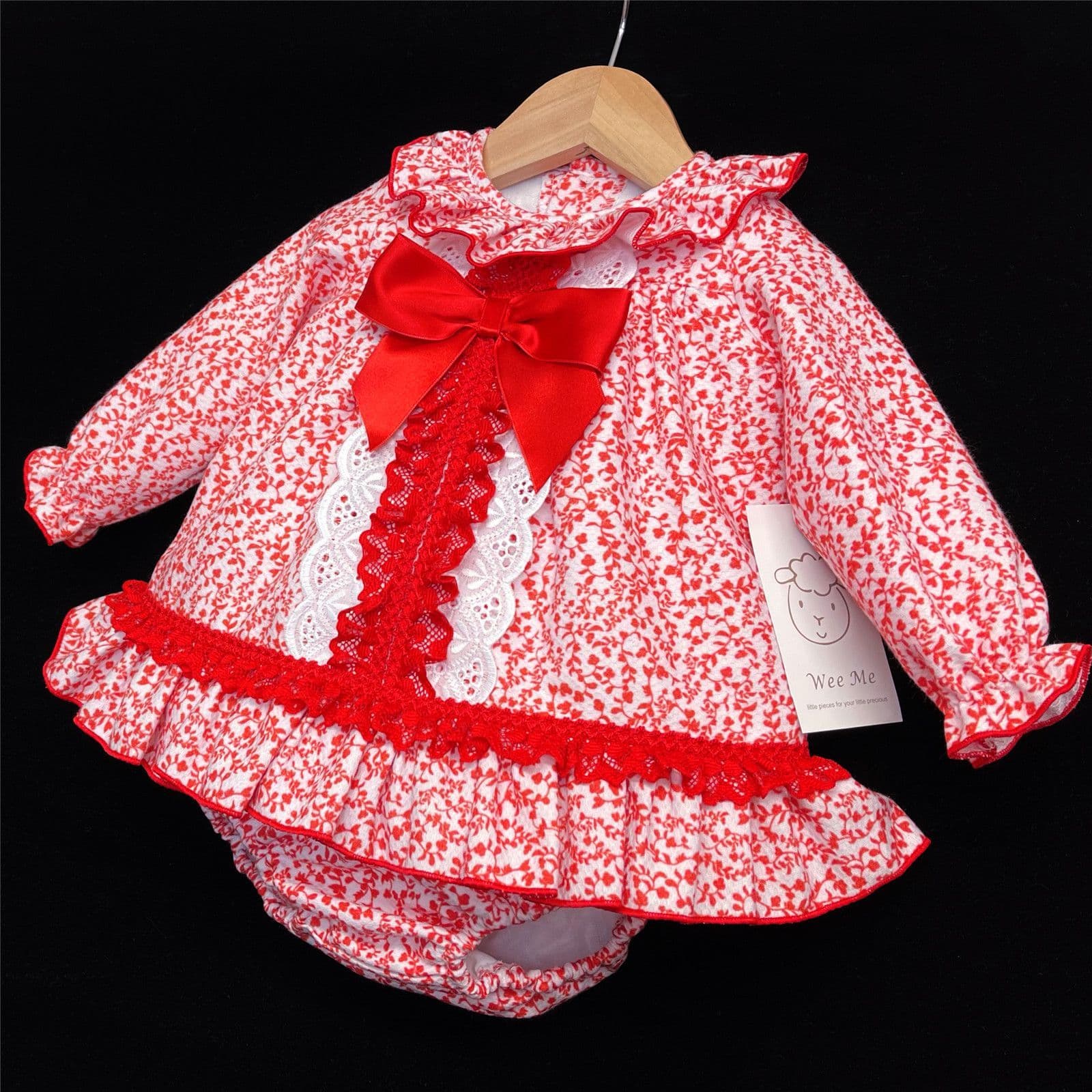 *SALE* Baby Girl Red Floral Waffle Dress with Pants "MYD501 R"