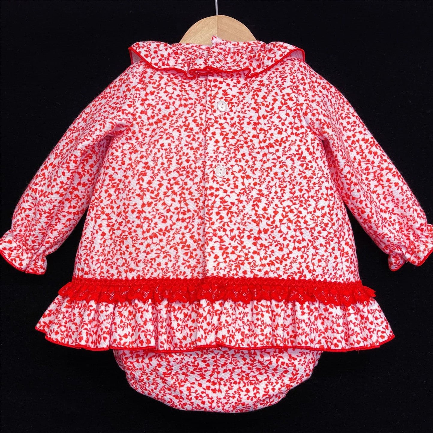 *SALE* Baby Girl Red Floral Waffle Dress with Pants "MYD501 R"