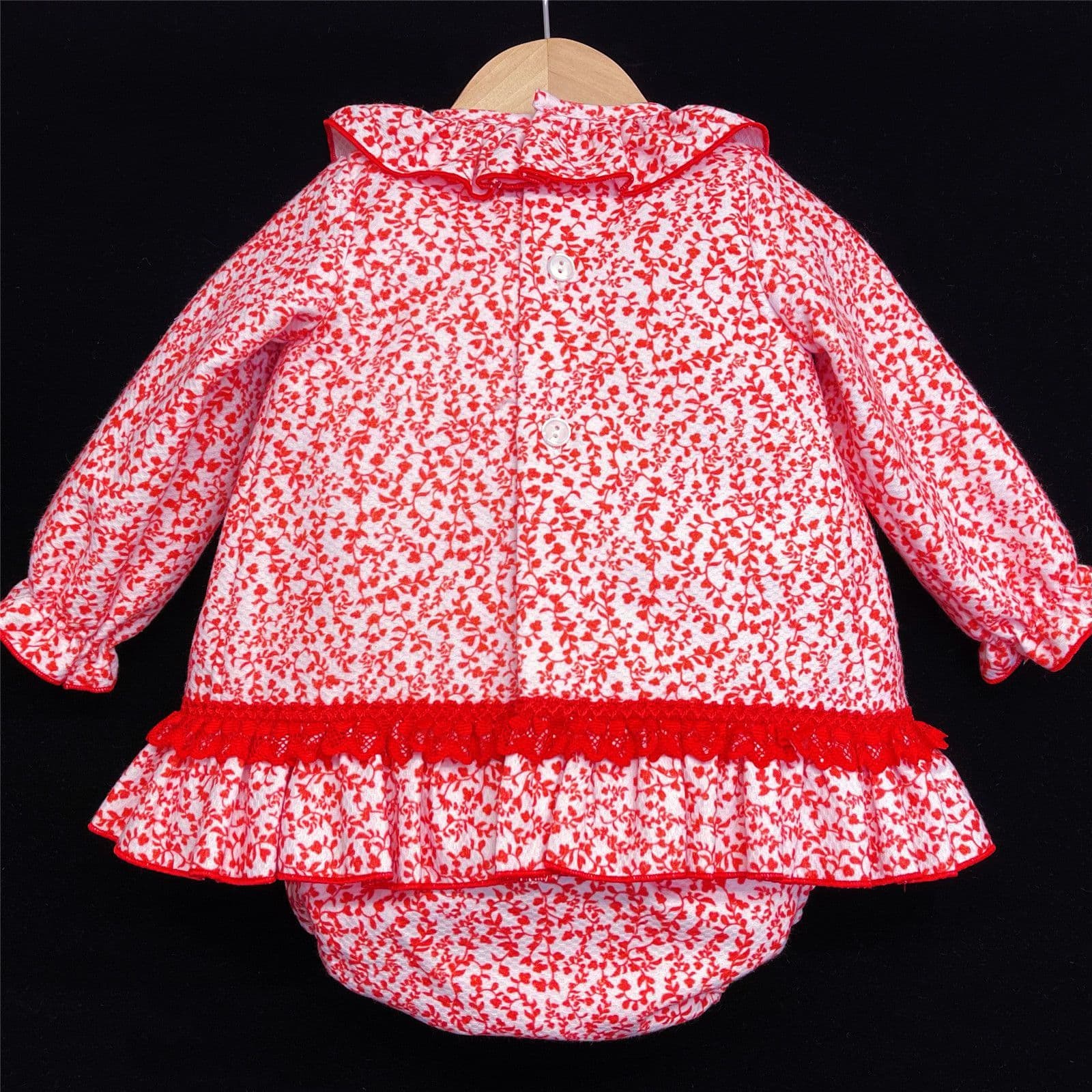 *SALE* Baby Girl Red Floral Waffle Dress with Pants "MYD501 R"