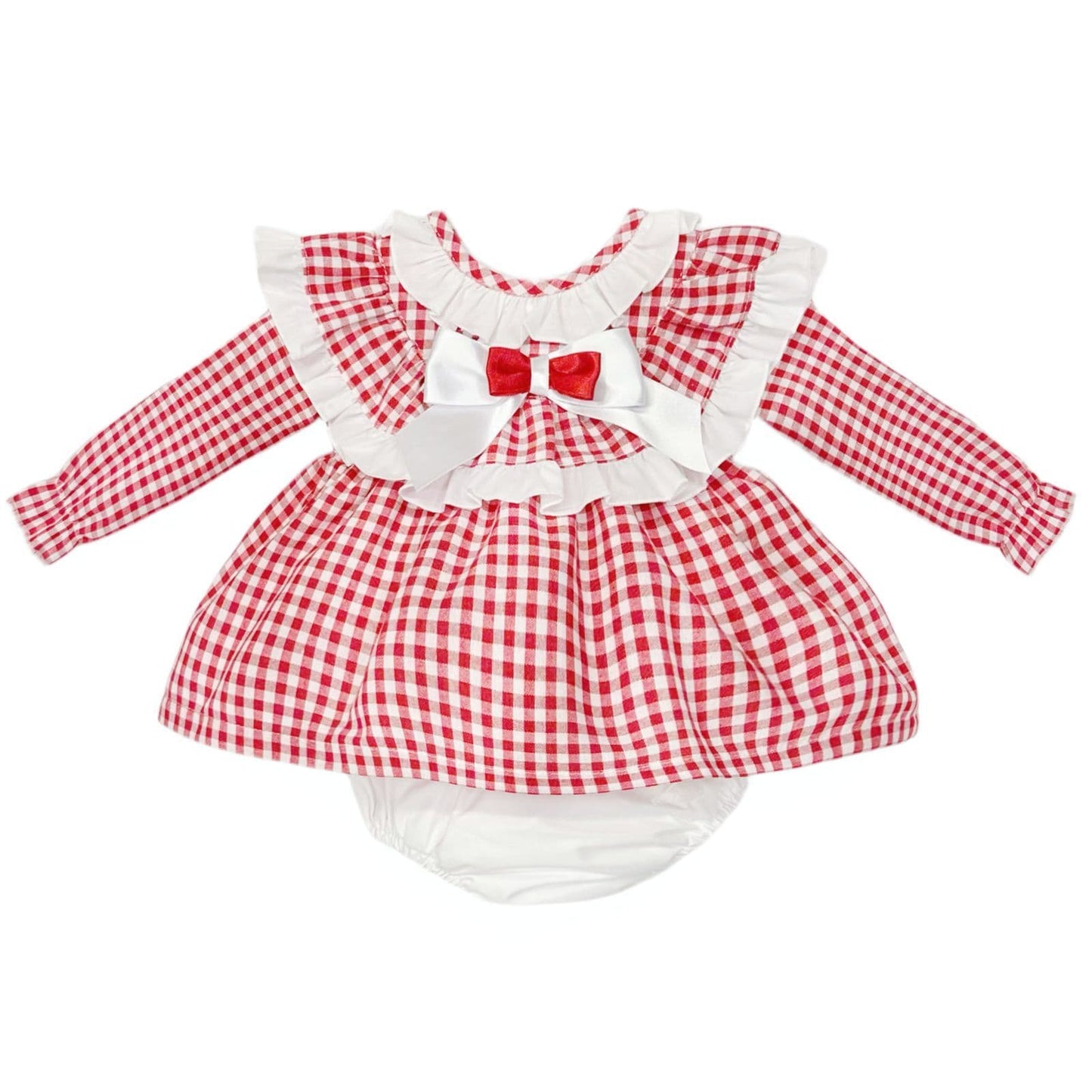 *SALE* Baby Girl Red Gingham Frilly Dress with Pants "MYDC2475"